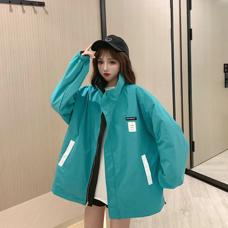 

Винтажные двусторонние куртки, уличная одежда, женское водонепроницаемое пальто большого размера на молнии, верхняя одежда, корейская мода, Харадзюку