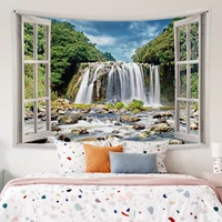 spring mountain water scenery window curtain art wall tapestry summer landscape wall hanging blanket room home decor tapestries