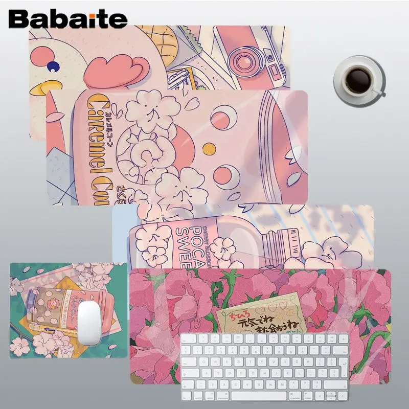

Anime Pink Food Mousepad girl pad Keyboards Mat Rubber Gaming mousepad Desk Mat Size for large Edge Locking Game Keyboard Pad