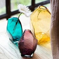 blue ice handmade glassware craft glass flower bottle flower flower container decorative ornaments desktop gift