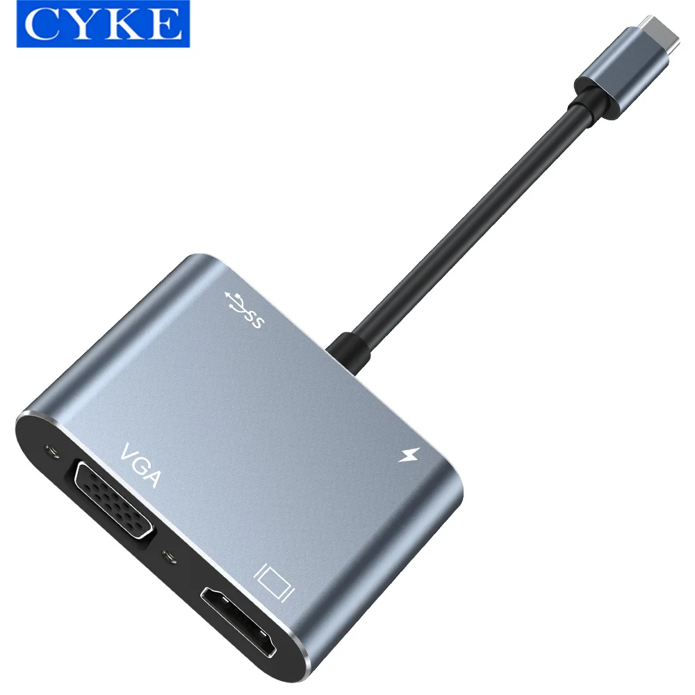 Видеовыход CYKE 4K 4 в 1 USB C к VGA HD-MI Платная док-станция Type-c Тип 4-портовый