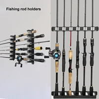 THKFISH 1Pair Fish Rod Holders Wall Mount Horizontal Fishing Pole Rack for Garage Room Boats Store 6 Fishing Rod Combos Kit
