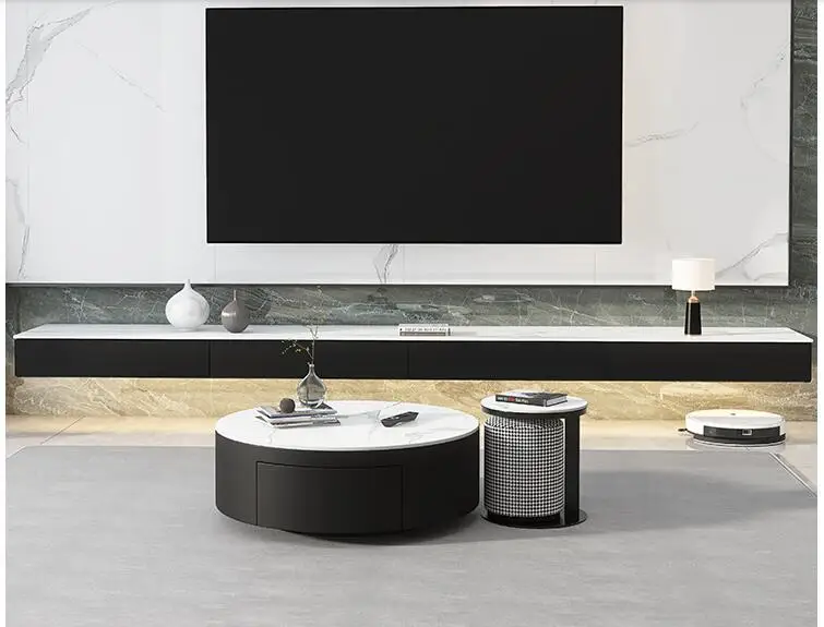 Hanging rock board tea table TV cabinet combination wall han