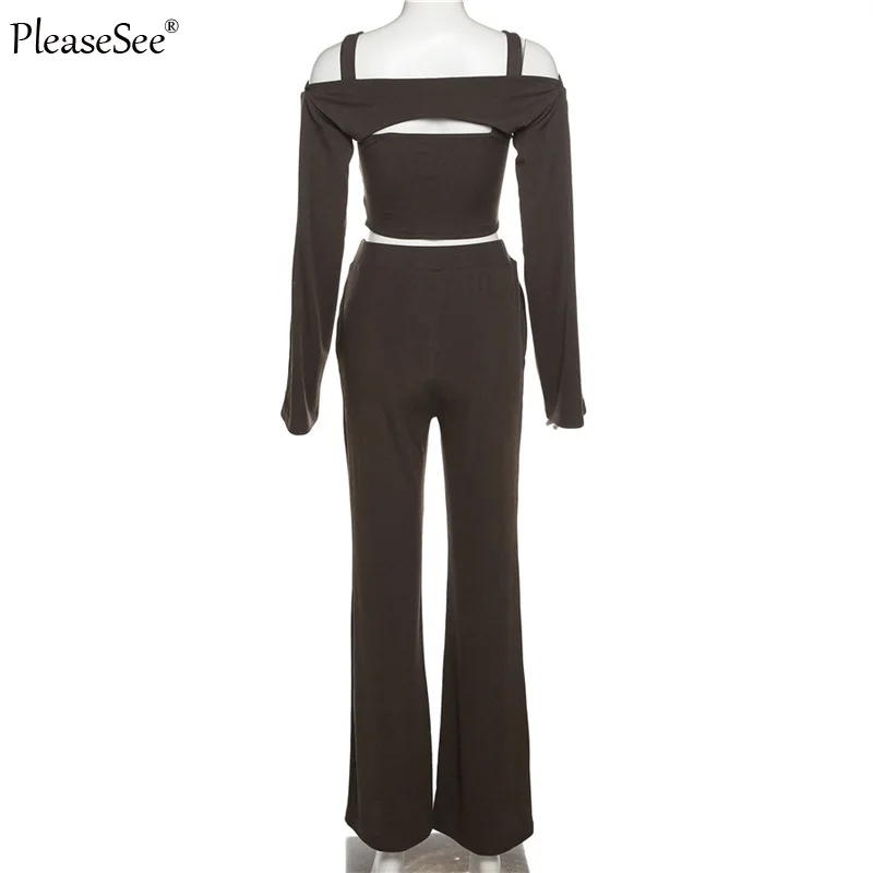 Женский комплект из 3 предметов укороченный Топ без бретелек и широкие брюки