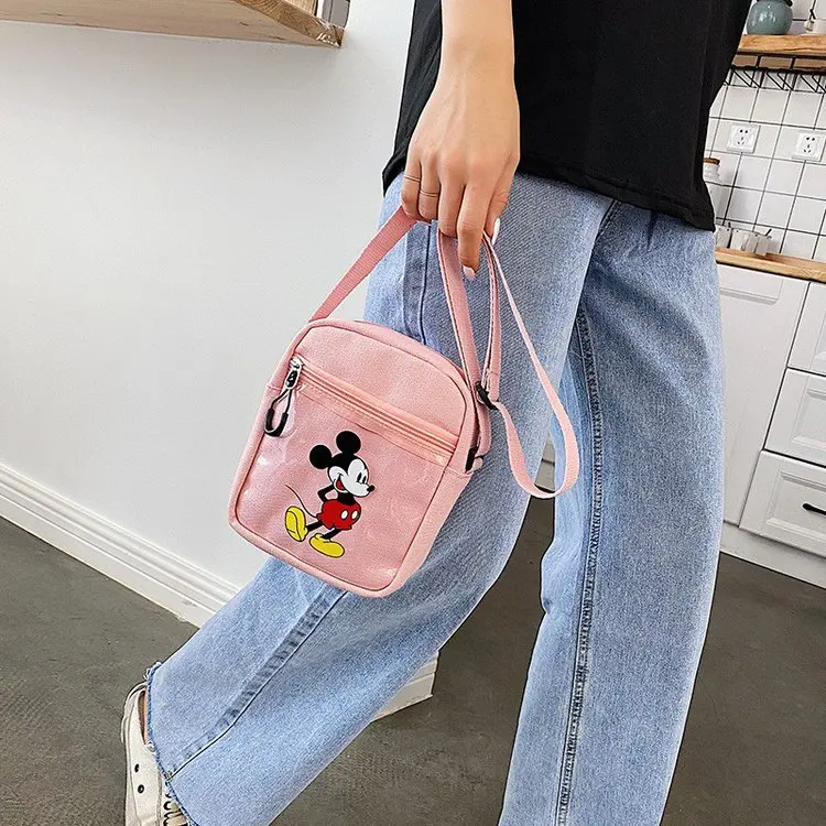 

Холщовая маленькая квадратная сумка Disney с мультяшным рисунком, кошелек для мелочи для девушек, универсальная сумка-мессенджер, Женская Сту...