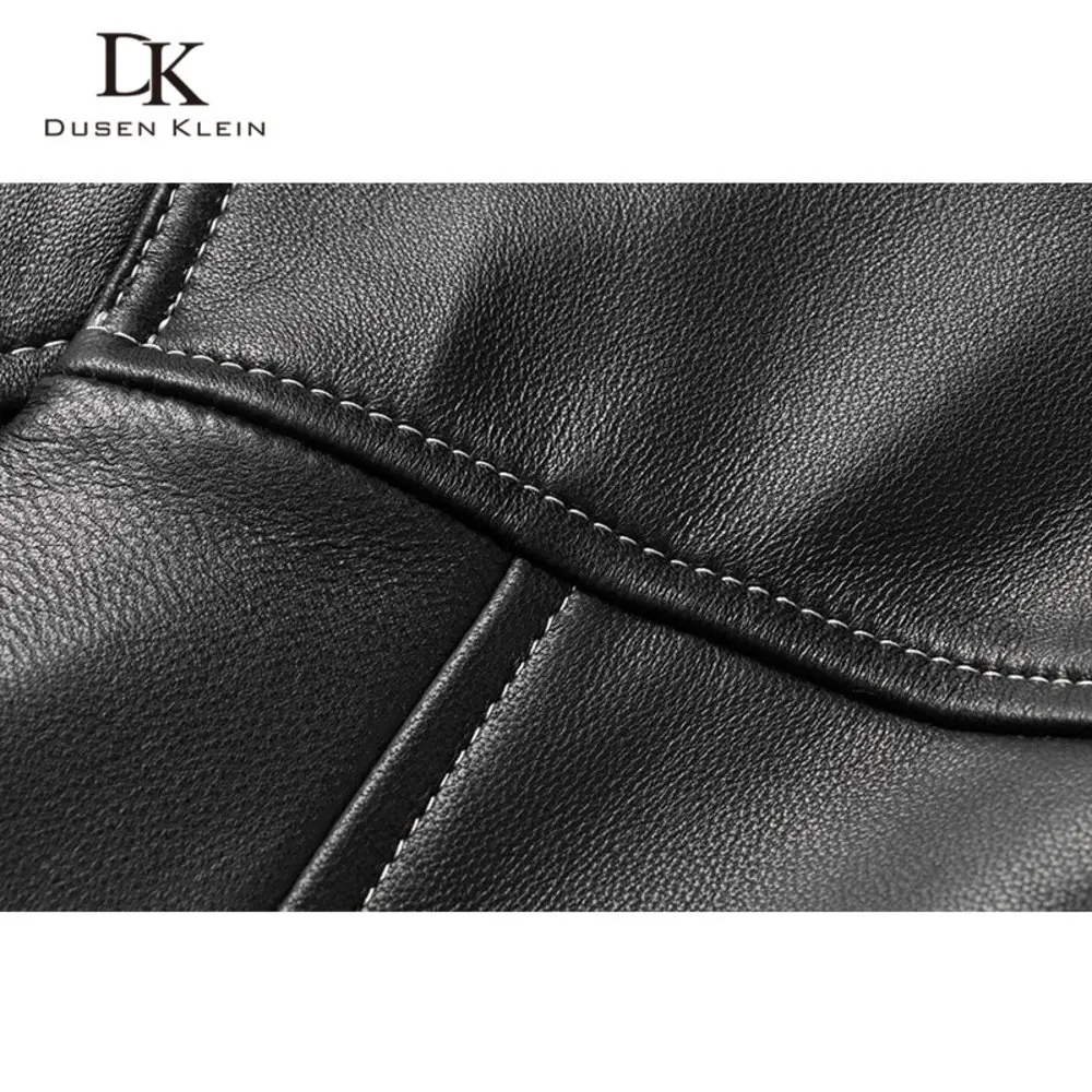 Мужская повседневная куртка из натуральной овечьей кожи черная осенняя с