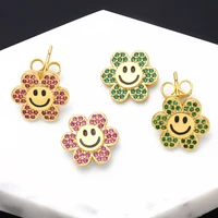copper cz crystal sunflower stud earrings for women girls gold plated smiley face ear studs summer jewelry friends gifts ersa101