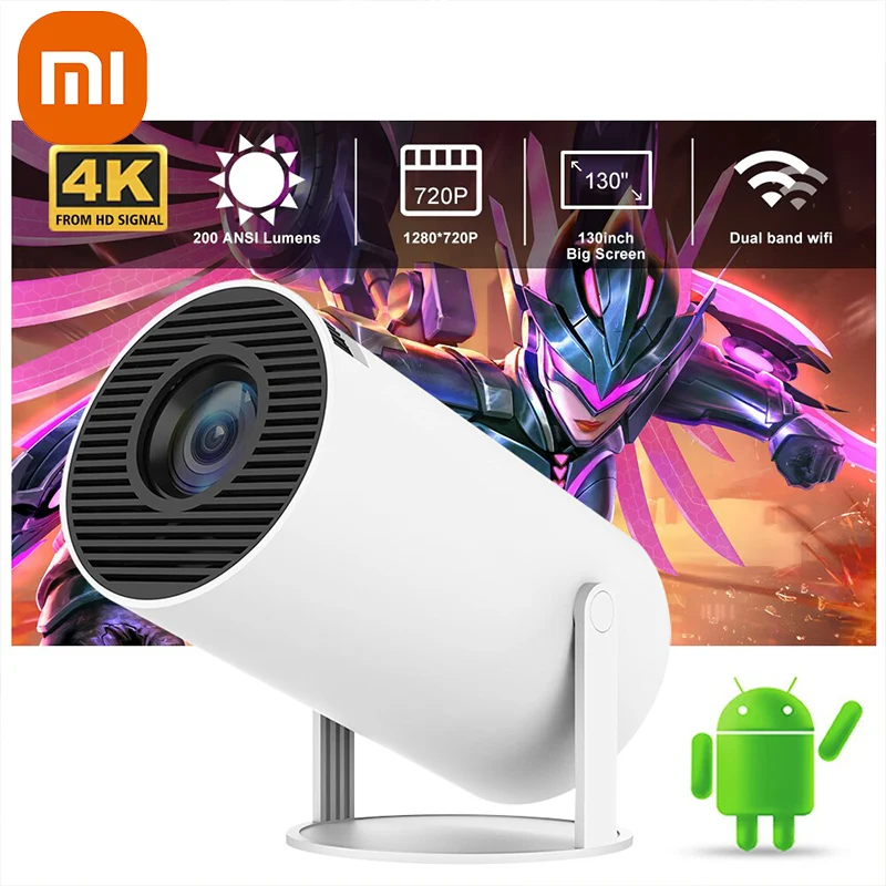 

Домашний кинотеатр Xiaomi HY300 проектор 4K HD Android 11 двойной Wi-Fi 200 ANSI BT5.0 1080P 1280*720P кинотеатр наружный портативный проектор