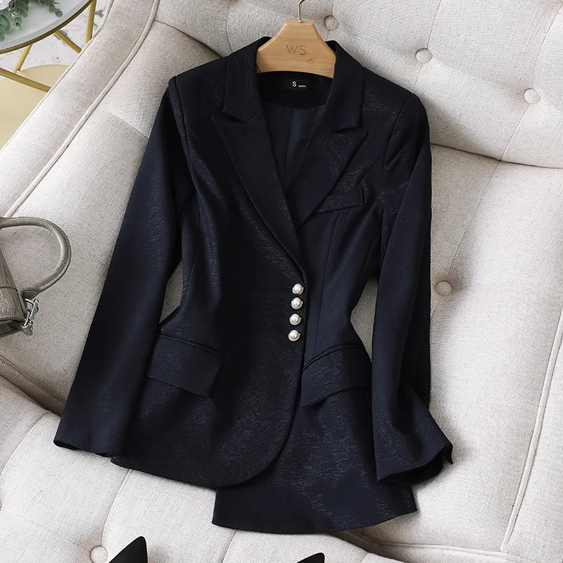 Women's Suit 2023 Green Black Blue Female Blazer Jacket +Trouser 2 Piece Sets Office Lady Business Work Wear Formal Pant Sets