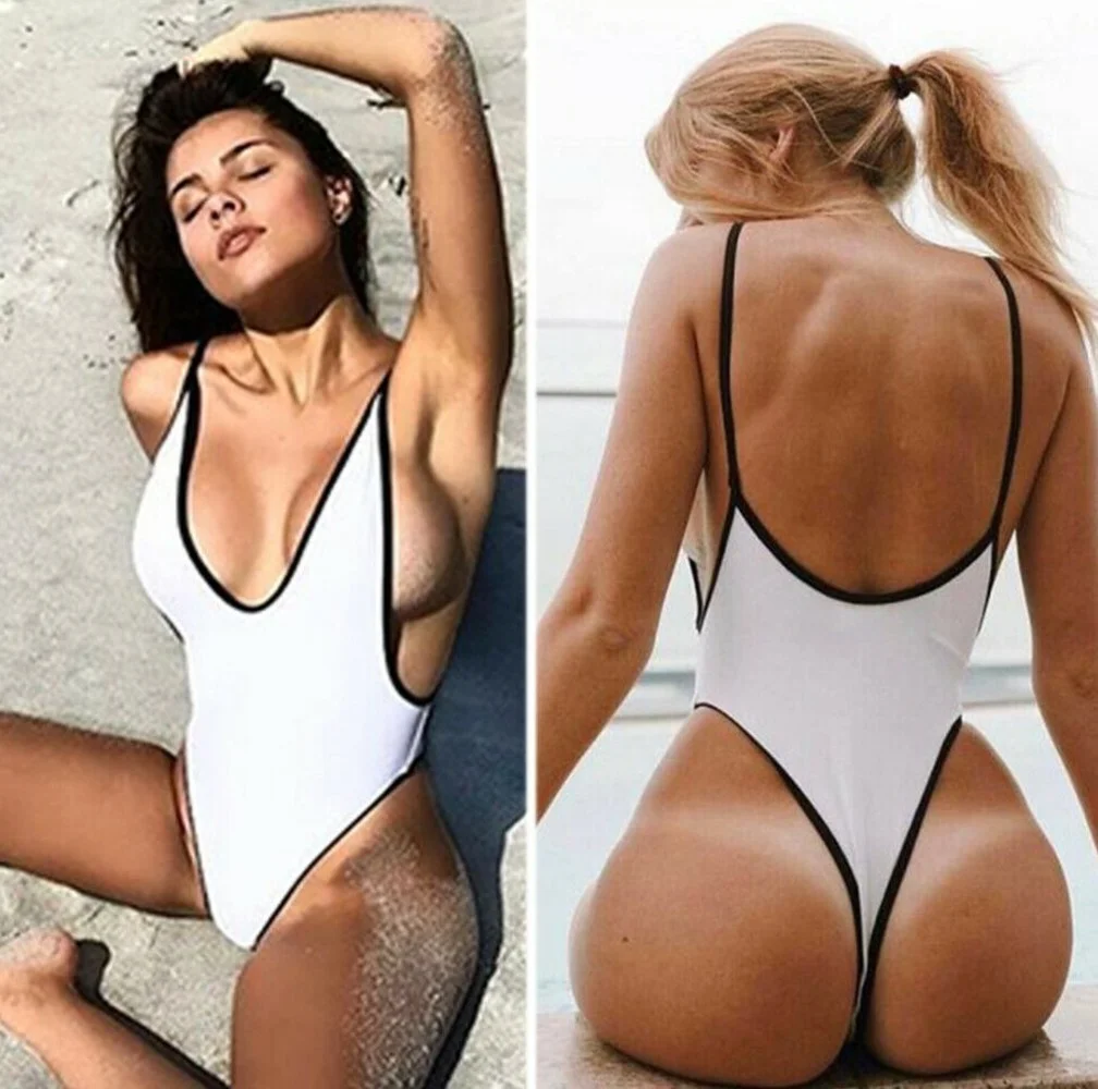 

Women's Swimsuit 2022 New Sexy One Piece Thong Swimwear Bodysuit High Cut Swimming Women Deep V Neck Backless Bathing Suit