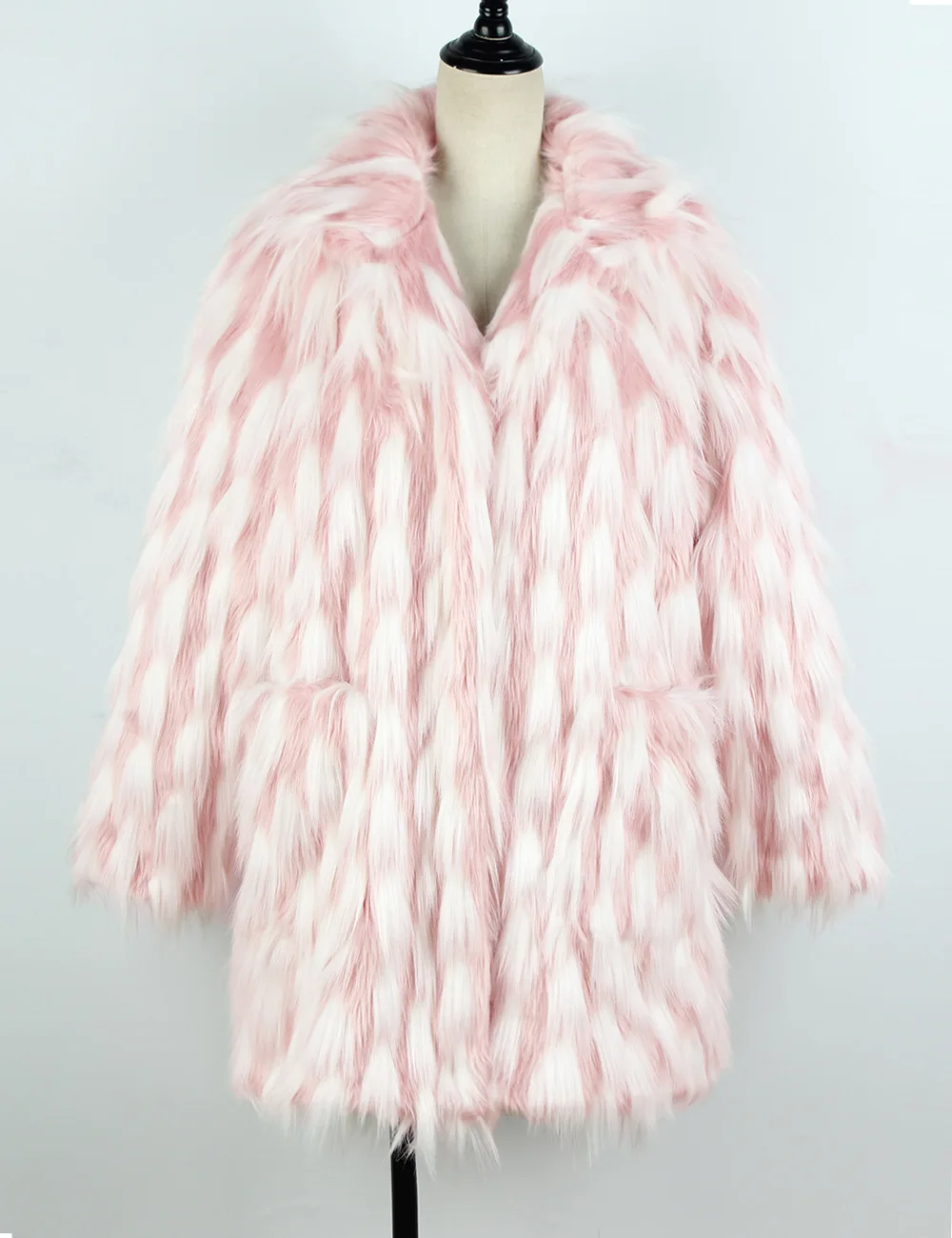 Faux Fur Coat Women's Casual Coat Autumn  Winter Plush Coat  High Street  Lady Gradual Color  Luxury Coats for Women Pink Girl