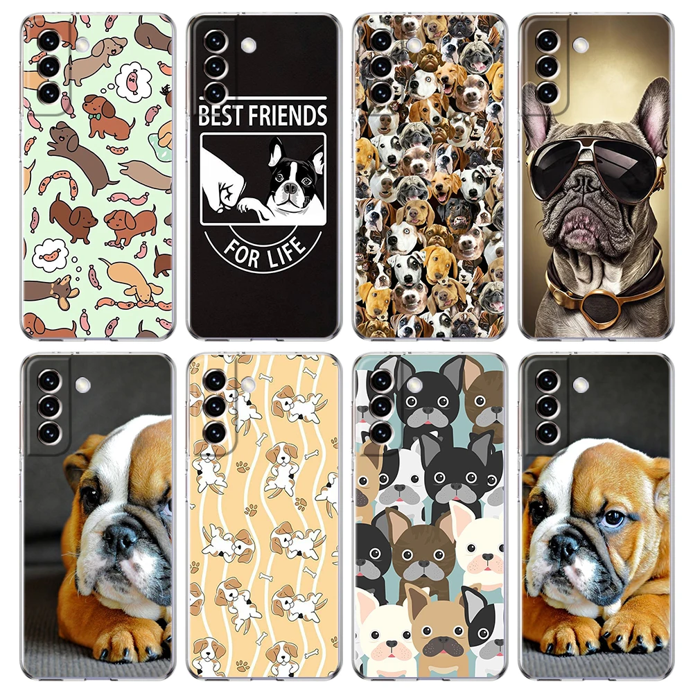 

Dog French Bulldog Case for Samsung S23 S22 S21 S20 Ultra S20 FE S9 S8 M22 M32 M31 S10 S10E Note 20 Plus 5G Transparent Shell