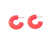 ins trendy candy coral red acrylic acetic acid summer beach piercing hoop earrings korean fashion women party jewelry