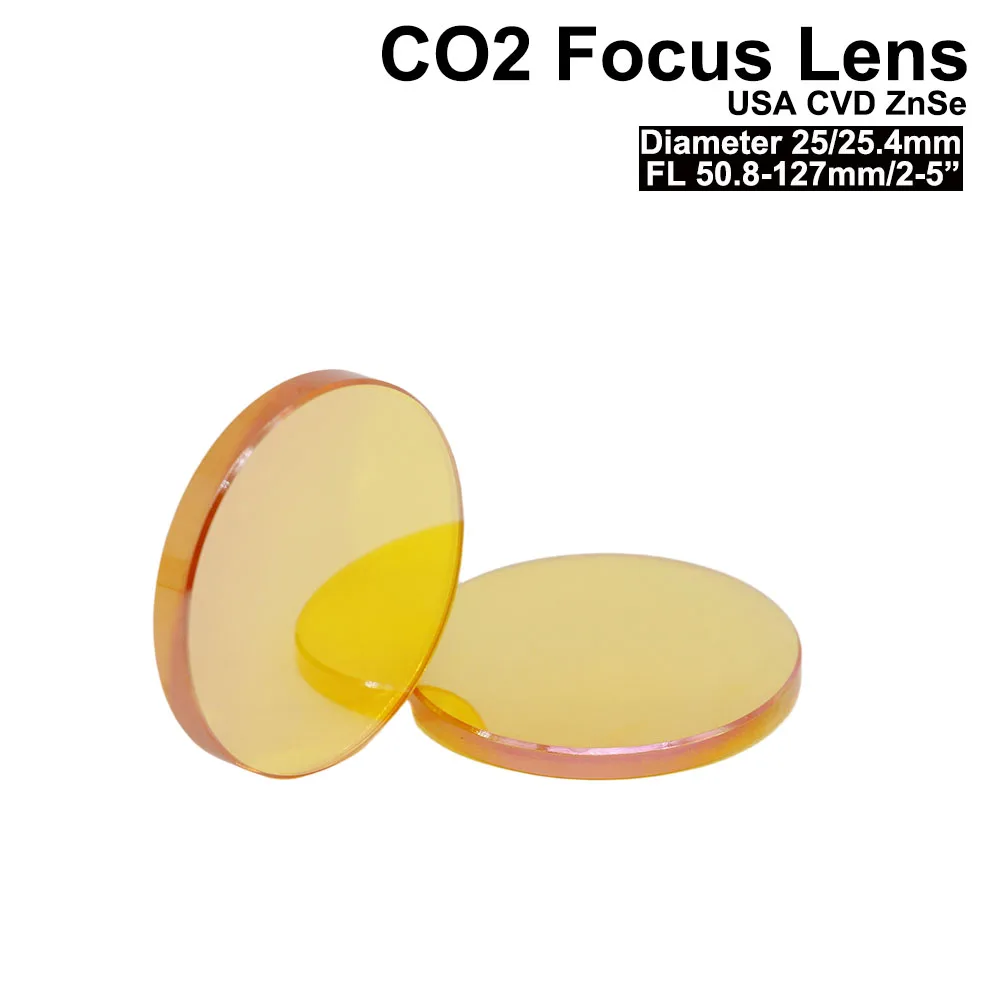 

USA CVD ZnSe Focus Lens Dia. 25/25.4mm FL50.8/63.5/101.6mm 2-5" for CO2 Laser Engraving Cutting Machine Free Shipping