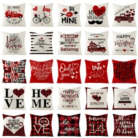 2021 new linen lover pillows case creative nordic simple red tartan letters cushion cases decorative sofa couch throw pillows