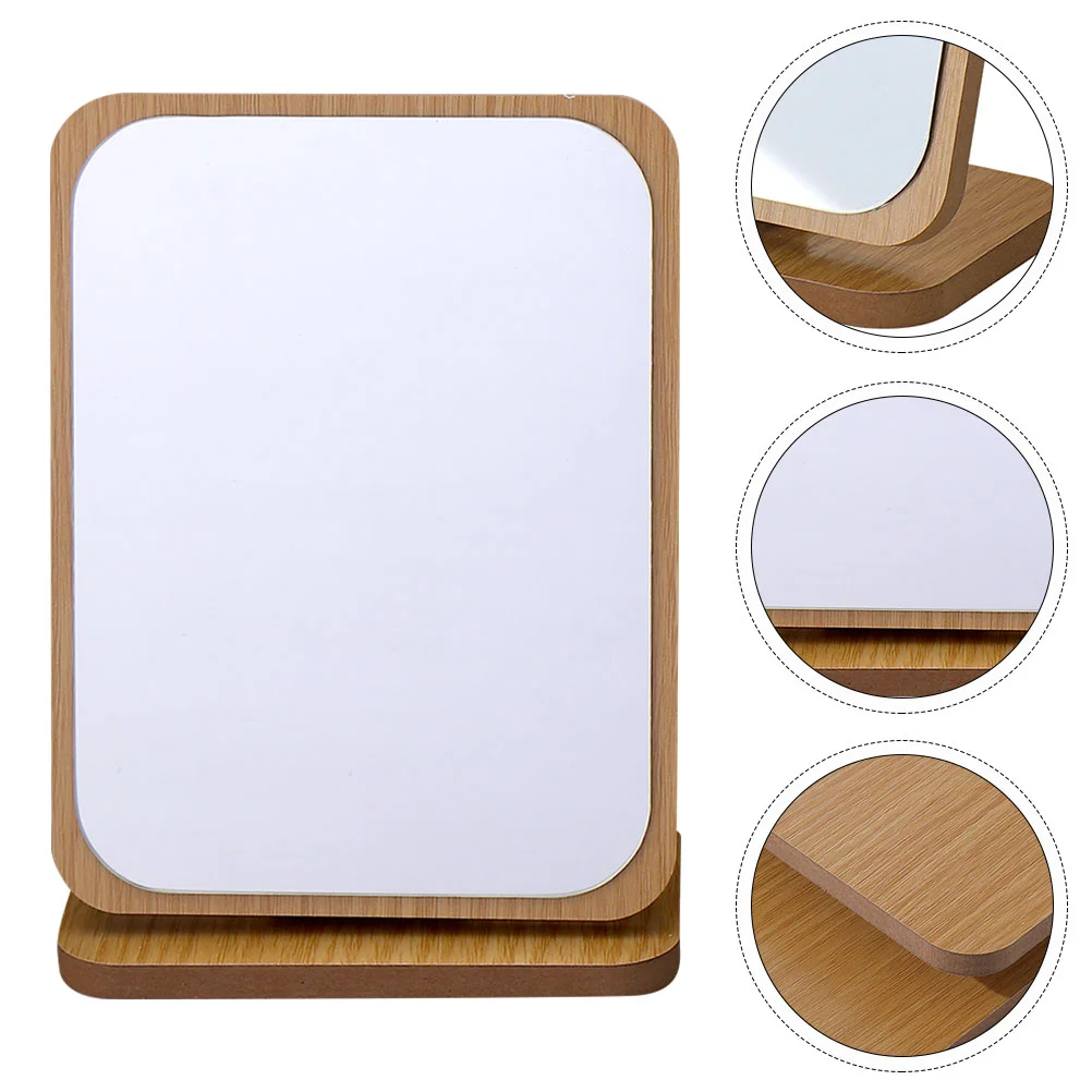 Wooden Desktop Makeup Mirror with Folding Design and High-Definition Mirror Surface