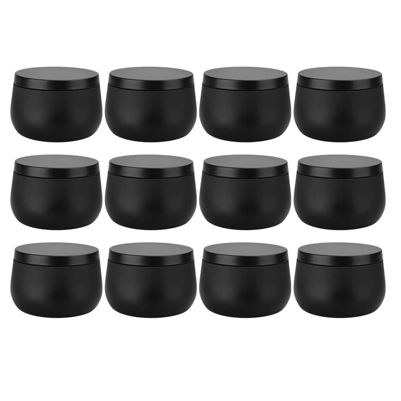 

12 PCS Candle Tin Cans 8 Oz Empty Candle Jars With Lids For Making Candles Bulk Crafts Storage And Gifts Black