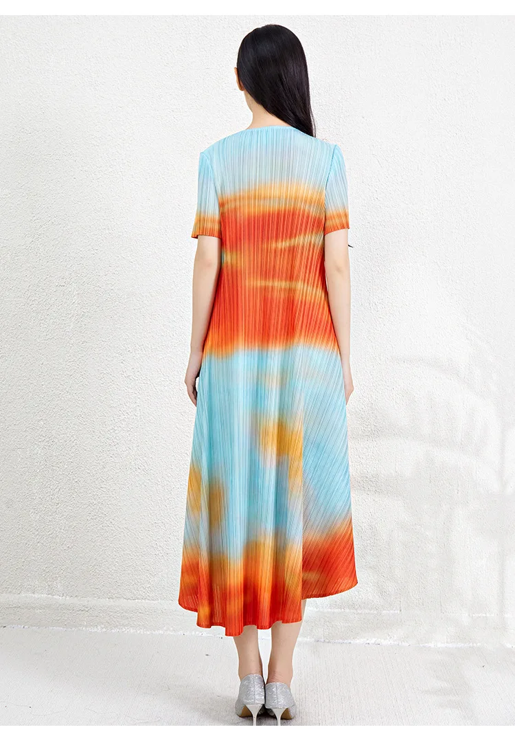 Летнее модное платье миаке с градиентом новая плиссированная облегающая и