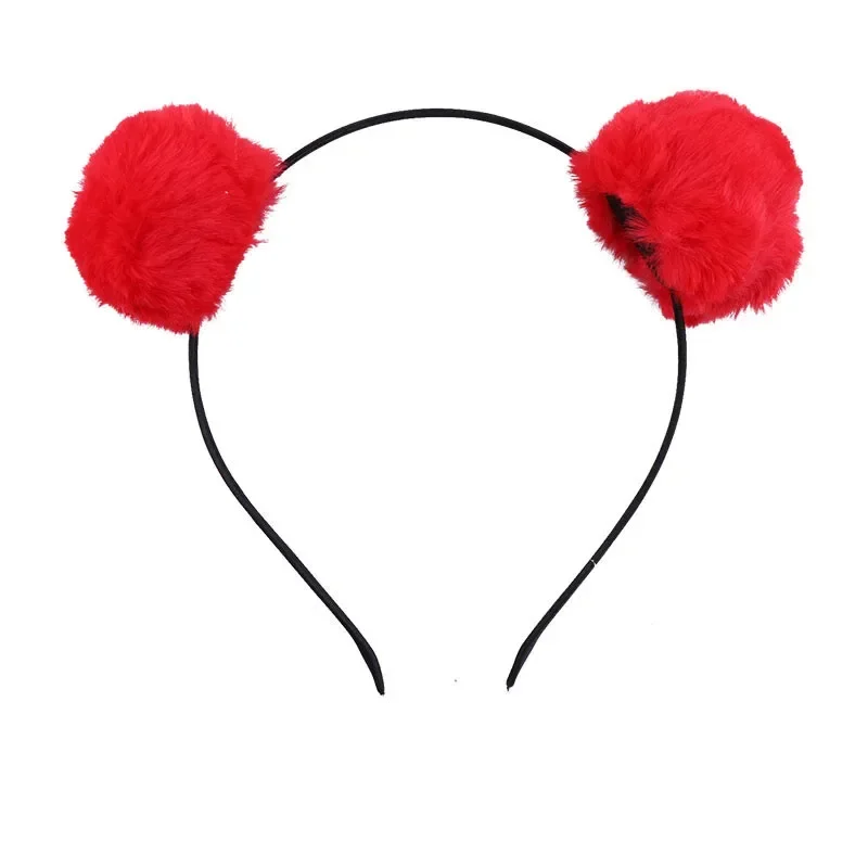 Плюшевая повязка на голову с помпоном для взрослых и детей милая заколка ушками