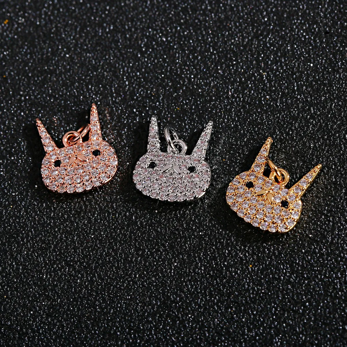 

3pcs Kawaii Zircon Animal Bunny Charms for Jewelry Making Pendants Necklaces Cute Earrings DIY Handmade Accessories