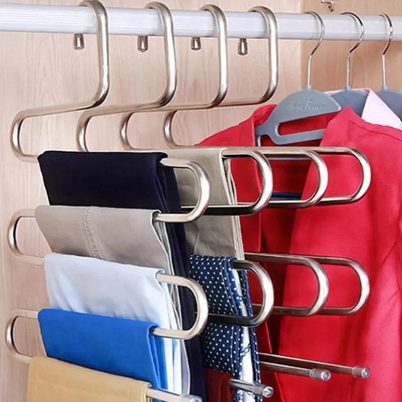 

Layers S Shape Clothes Hangers Pants Storage Hangers Cloth Rack Multilayer Storage Closet Organizer Clothing Hangers