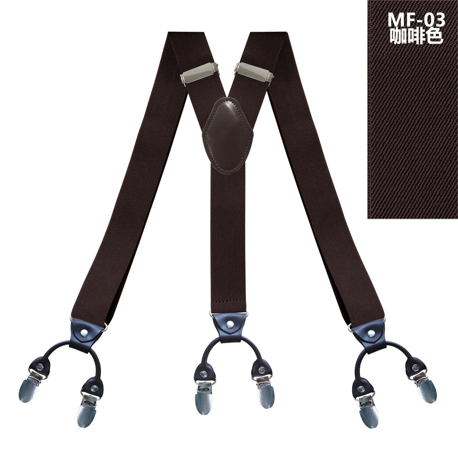 3.5*125cm Suspenders Men Leather 6 Clips Brace Male Vintage Casual Wedding Party Trousers Strap Suspensorio Adjustable Tirantes