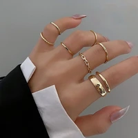 7pcs fashion jewelry rings set hot selling metal hollow round opening women finger ring for girl lady party wedding gifts