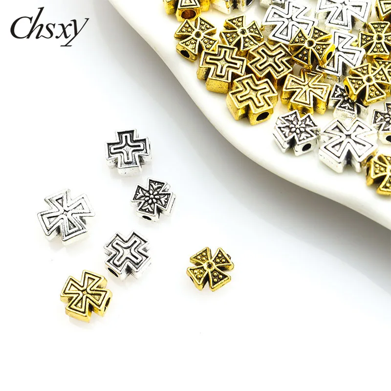 

10/20pcs/lot Cross Alloy Spacer Beads Charm Antique Silver/Gold Color Loose Bead For Jewelry Making Finding Bracelet Accessories