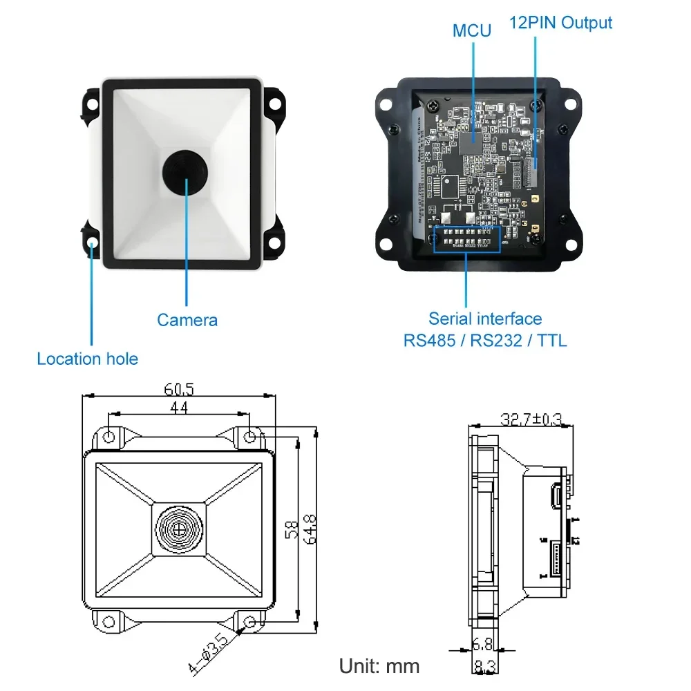 Новый модуль сканера штрих-кодов Xincode Mini 2D для Arduino, встраиваемый настенный считыватель QR и штрих-кодов, модуль RS232 TTL для киосков (art.: 3920dabdb08f8) - 3920dabdb08f8