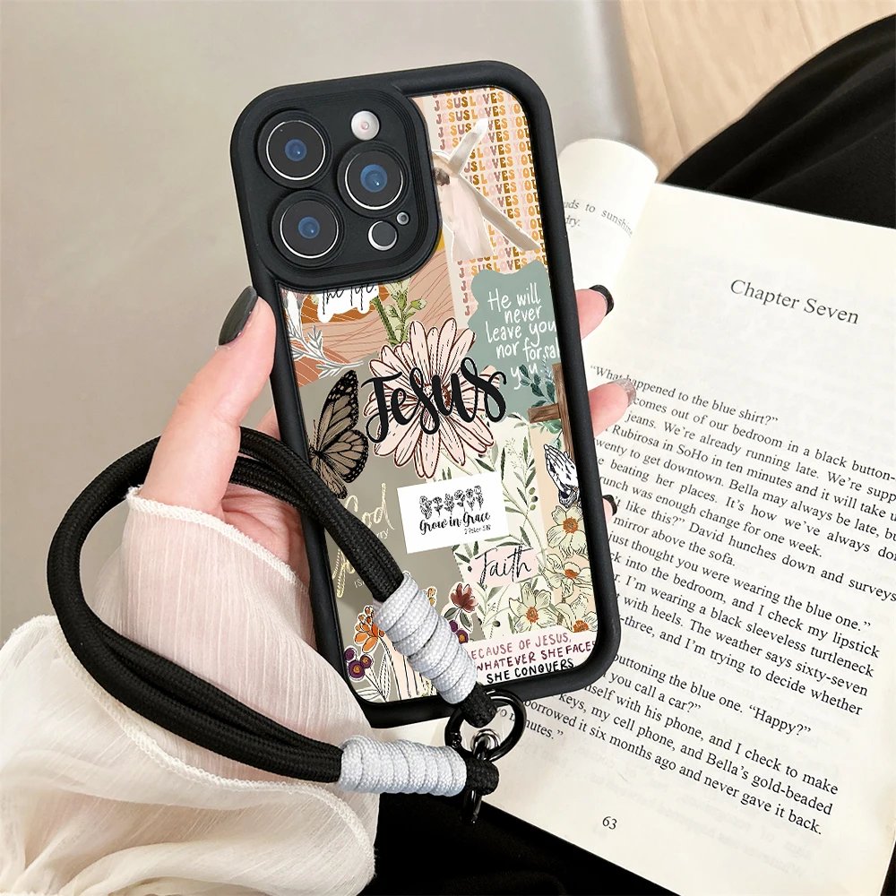 Фото Чехол для телефона с коллажем Иисуса, христианский, из ТПУ, для iPhone 17, 15, 13, 11, 12, 14, 16, 17 Pro Max, 7, 8 Plus, XR, 16e, с ремешком, силиконовый чехол №2