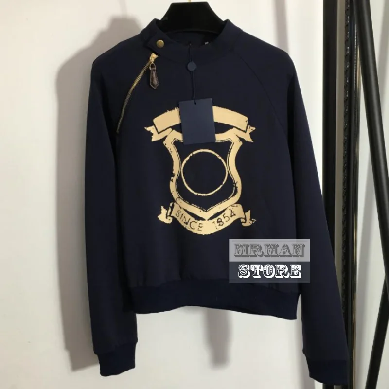 

2022 fashion luxury design woman zip up hoodie metal button letter logoed high-end cotton long sleeve hoodies women clothes ~L18
