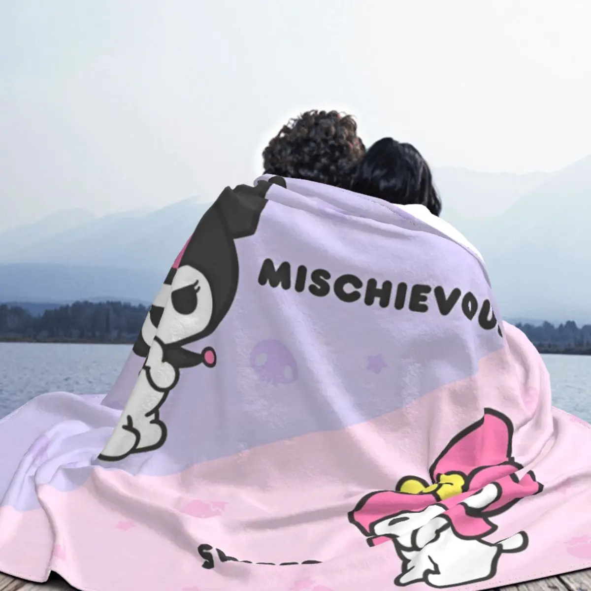 Официальное милое украшение Kuromi декоративное мягкое теплое покрывало