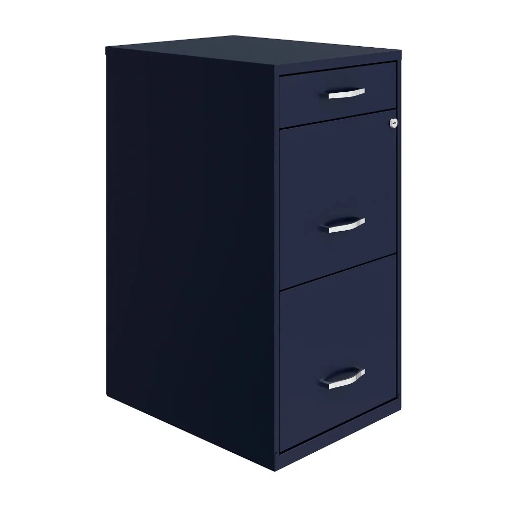 

3 Drawer Letter Width Vertical File Cabinet with Pencil Drawer, Navy