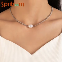 baroque pearl pendant necklace small bead geometric chokers female necklace simple clavicle chain fashion jewelry for women gift