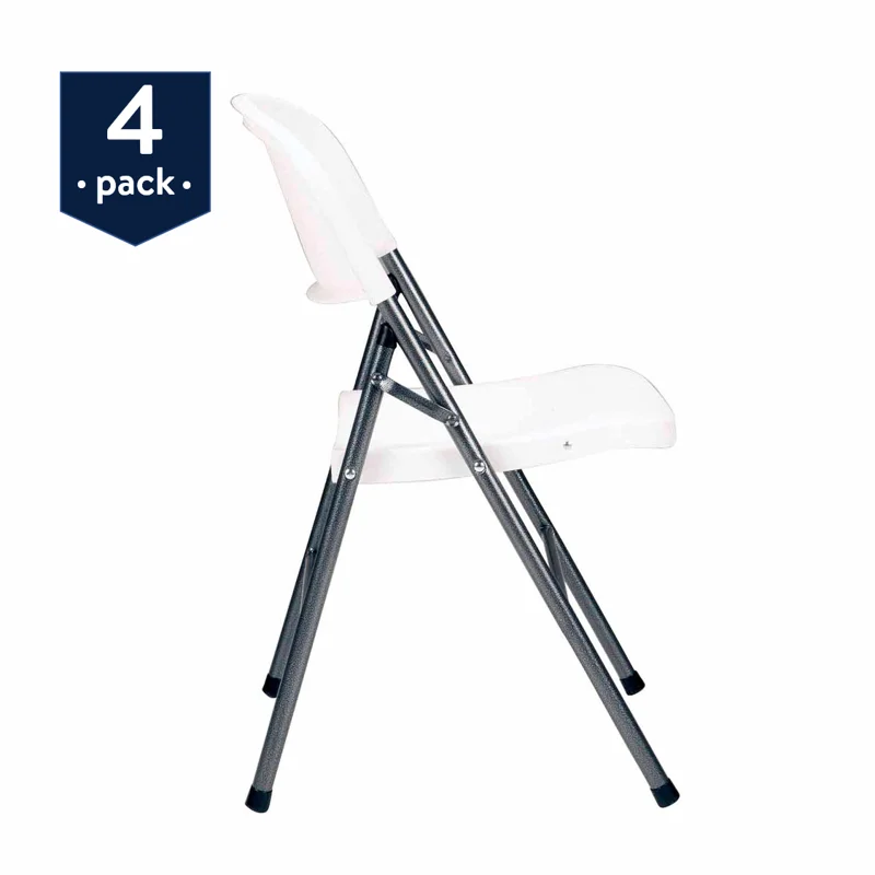 

Spacious And Sturdy White Resin Folding Chairs, 4-Pack For All Occasions