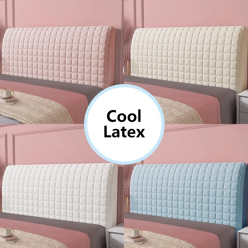 

Cool Latex Quilted Bed Head Cover Breathable Cozy All-inclusive Headboard Cover Elastic Anti-Dust Bed Back Protector Cover