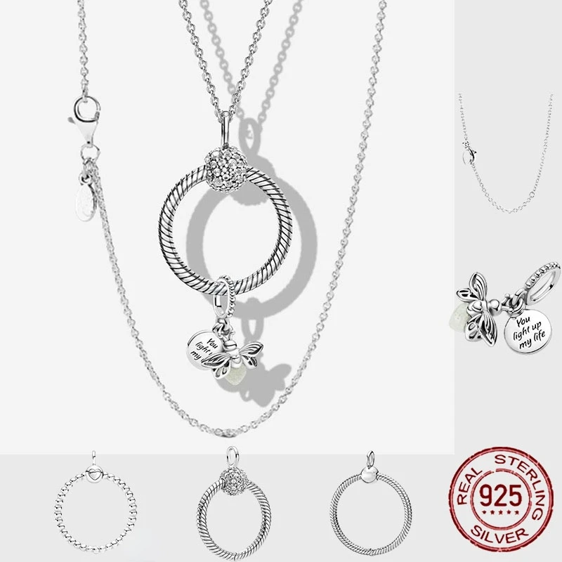 

Charm Necklace Real 925 Sterling Silver Moments Firefly O Pendant Charm Fit Original Pandora Charm Necklaces Bracelet Jewelry