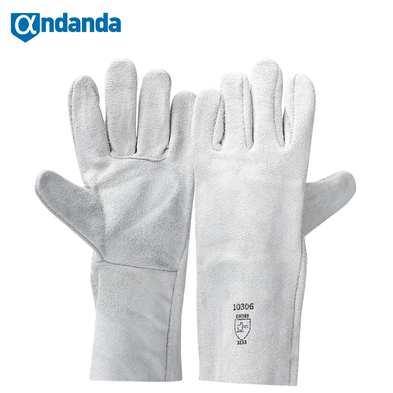 

Andanda Work Gloves Cowhide Leather Welding Gloves Heat Resistant Security Protection Safety Work Gloves for Welder, BBQ Gloves