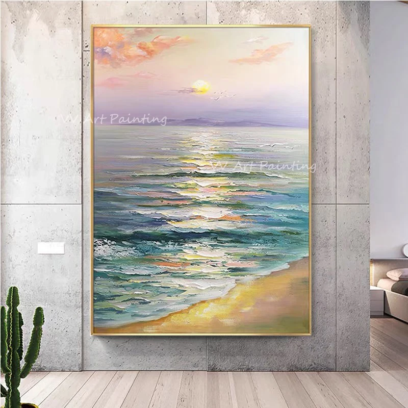 100% ручная работа абстрактный океан Морской Волны Большой размер Толстый С