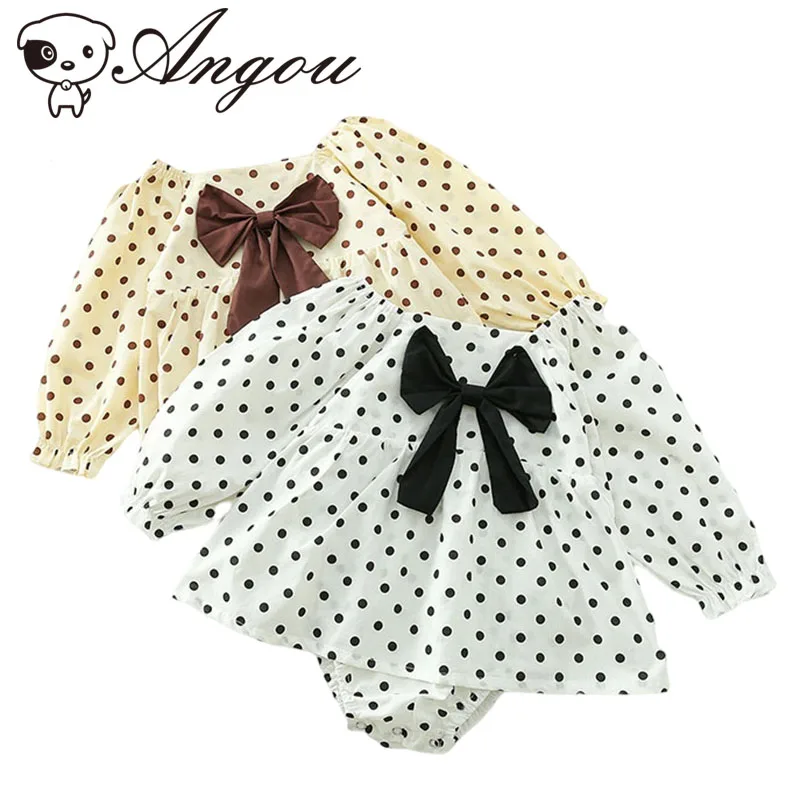

Newborn Baby Girl Romper Long Sleeves Jumpsuit Dot Printing Sweet Big Bow Romper Spring Autumn Infant Baby Girl Romper Clothes