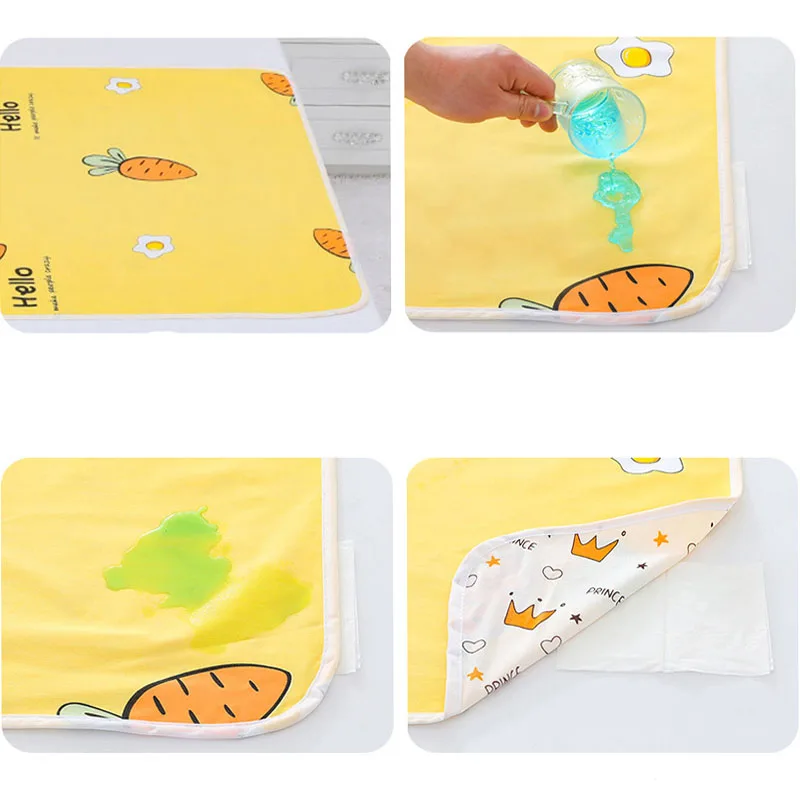 Portable Baby Diaper Changing Mat Waterproof Reusable Cartoon Cloth Diaper Cover Baby Changing Mat Padded Baby Supply Gift images - 6