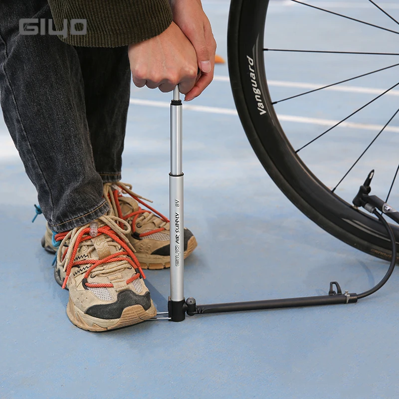 

Giyo Floor Standing Bike Pump With Pressure Gauge 140psi High Pressure AV/FV Mini Portable Tyre Pump Bicycle Tire Air Inflator