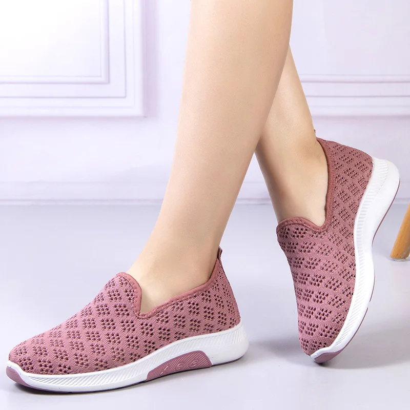 

New 2022 Women's Shoes Fashion Flying Woven Slip-on Casual Shoes Sneakers Women