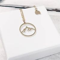 2022 new fashion women simple hollowout mountain coin pendant necklace women sexy party mountain pendant clavicle chain necklace