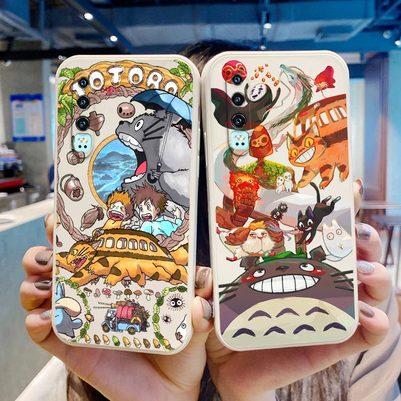 

CARTOON MY NEIGHBOUR TOTORO Phone Case For Huawei Y9S Y9A Y9 Y6 Nova Y70 9 8 P50 P40 P30 P20 Pro Lite E 5G Liquid Rope