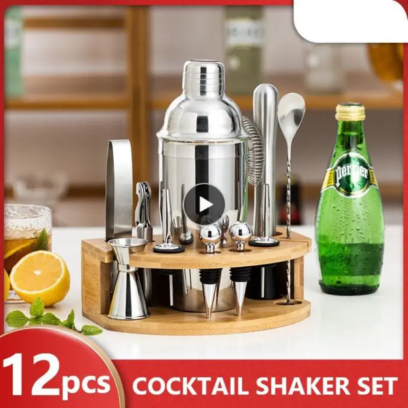 

Boston Cocktail Shaker Set Snow Kettle Maker Utensils Bar Tools Set Barware Bartender Wine Shakers Kit With Bamboo Stand