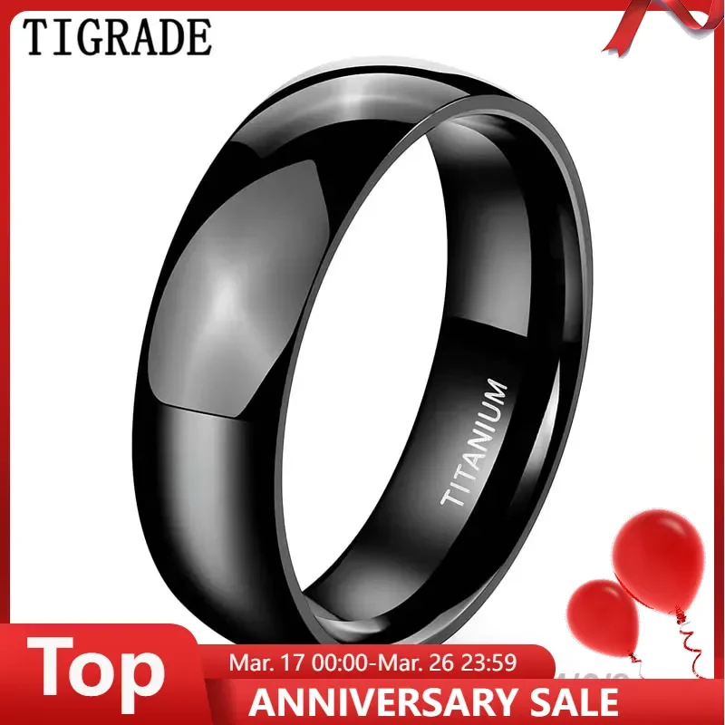 Tigrade 2/4/6/8 мм простое черное кольцо для мужчин и женщин титановое обручальное