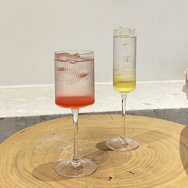 

Vertical Striped Goblet Glass High Value Red Wine Glass Champagne Glass Household Cider Sparkling Water Glass