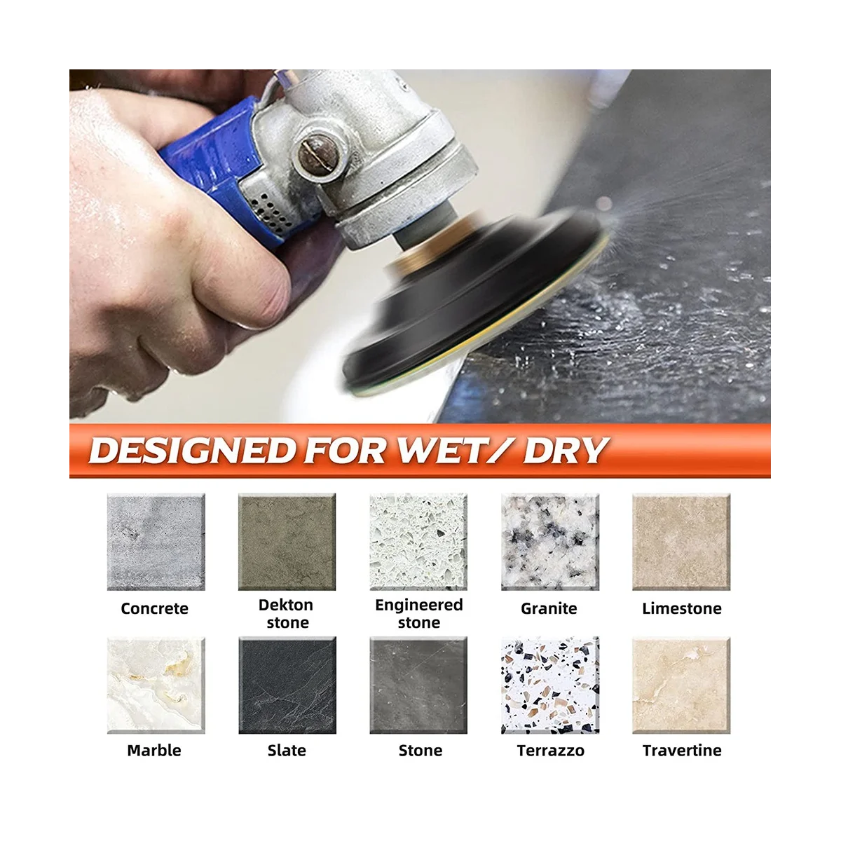 4 Inch Diamond Polishing Pads with M10 Backer Pad, 18PCS 30-10000 Grit Wet/Dry Polish Pad Kit for Drill Grinder Polisher