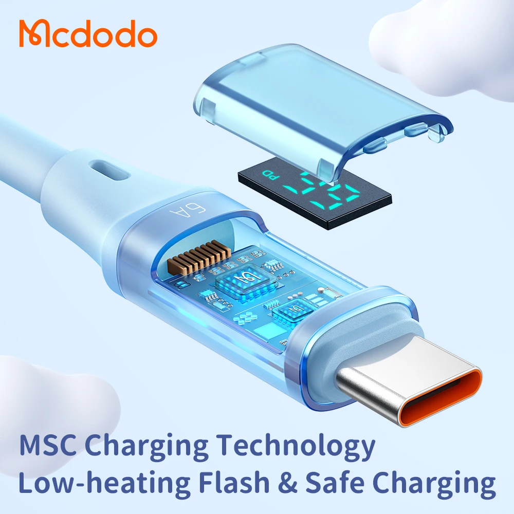 Mcdodo Digital HD Type-C Super Charge Data Cable 66W/6A fast charge Cable For Xiaomi Samsung CA-192